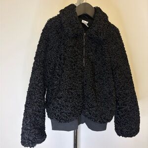 Splendid Kids Black Sherpa Zip Jacket – Size 7/8 – Cozy Fuzzy Fleece Bomber